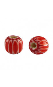 Millefiori bead 6x7mm - Red